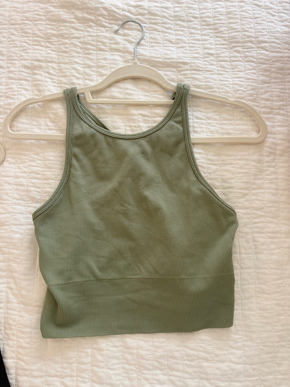 Athleta Ribbed High-Neck Tank Top in Sage Green